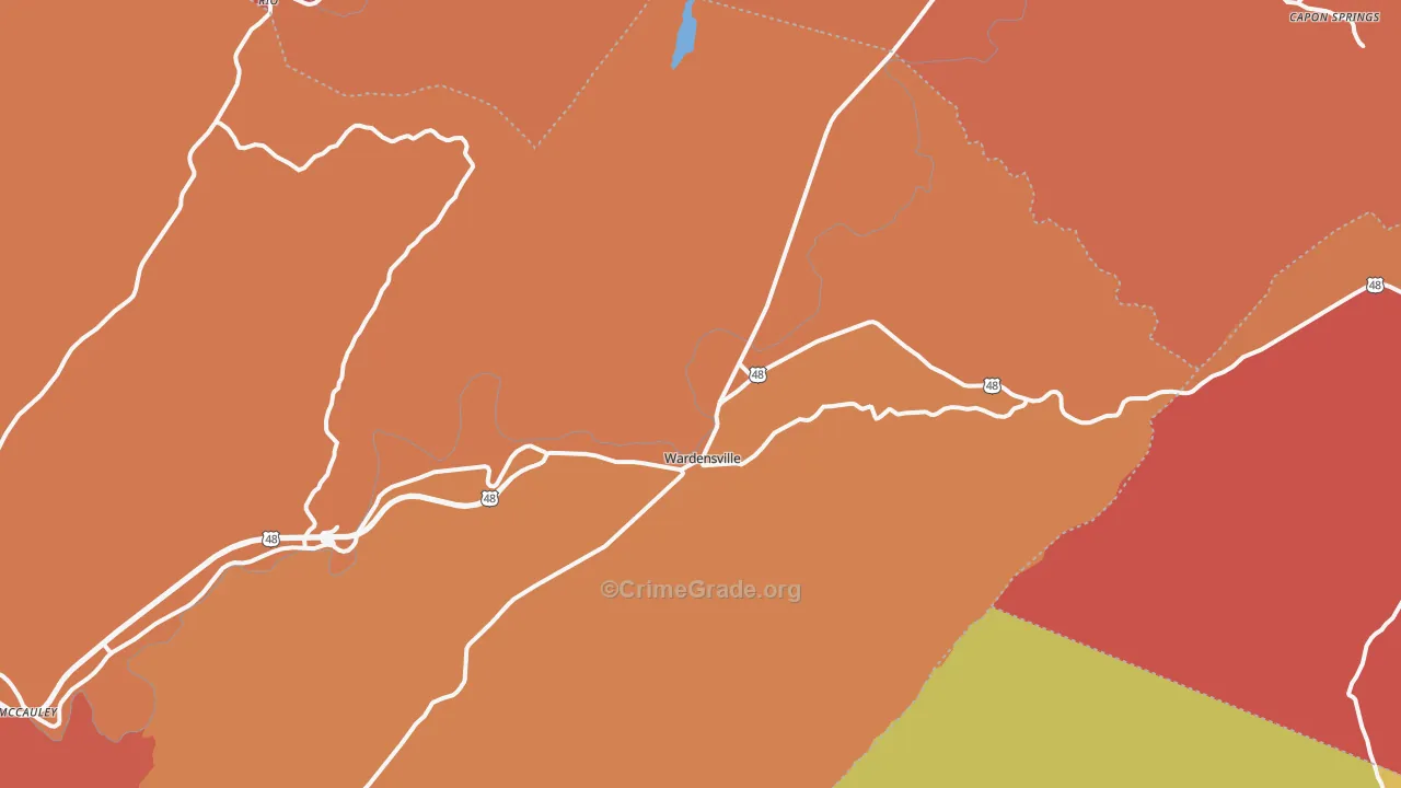 Wardensville, WV Map of Arson Rates