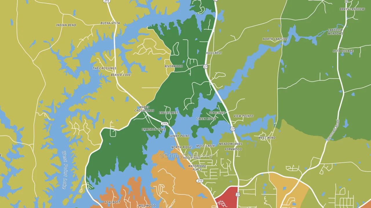 Wares Crossroads, GA Map of Arson Rates