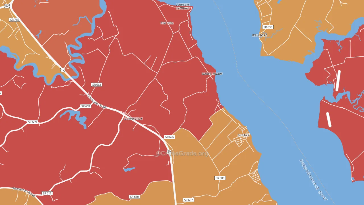 Wares Wharf, VA Map of Arson Rates