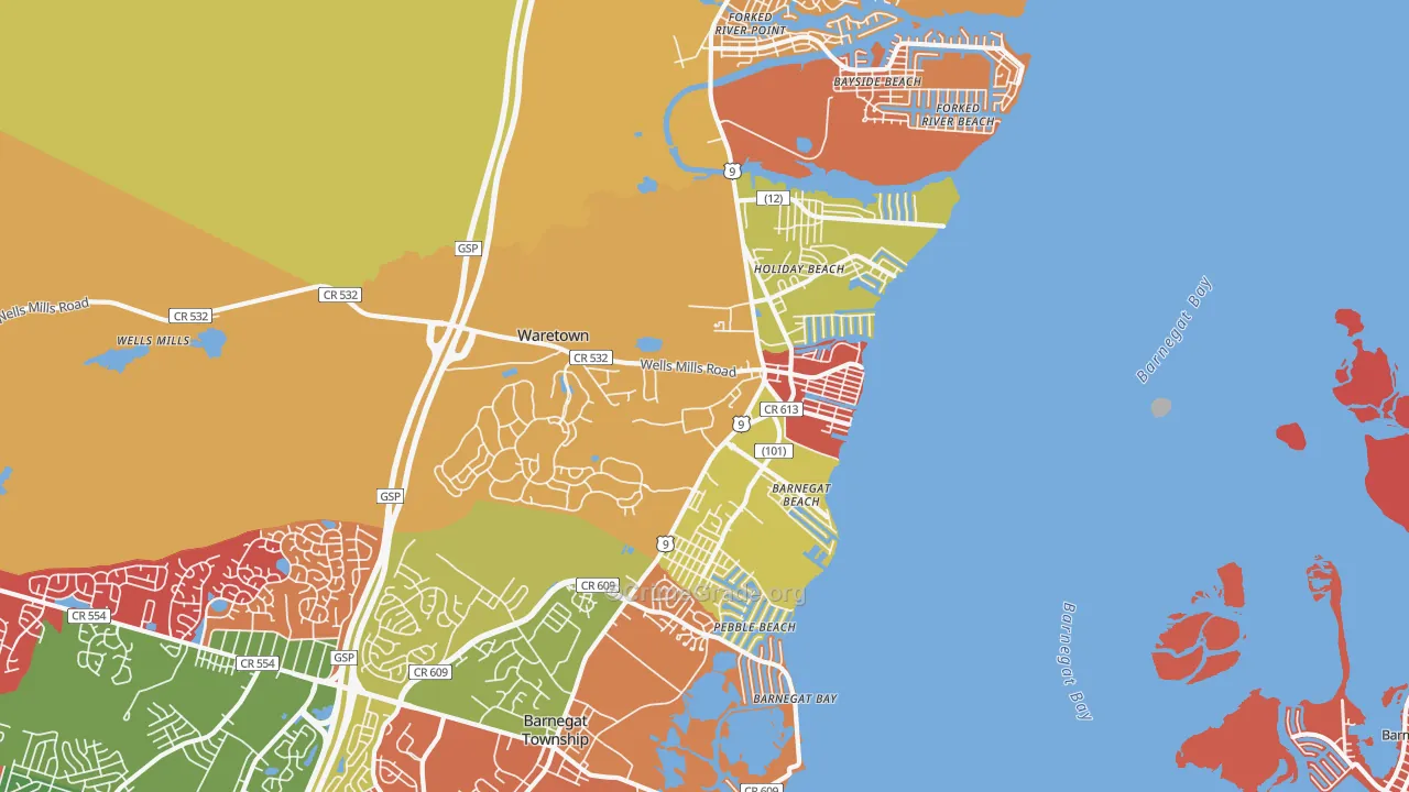 Waretown, NJ Map of Arson Rates