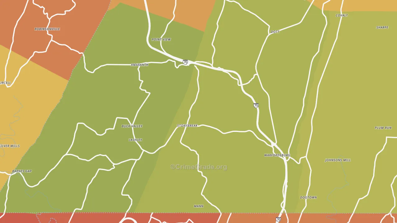 Warfordsburg, PA Map of Arson Rates