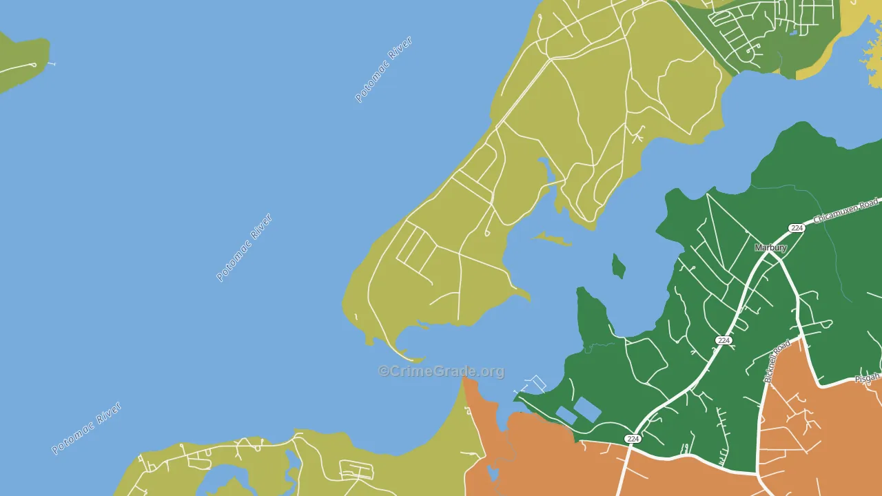 Warington Hills, MD Map of Arson Rates