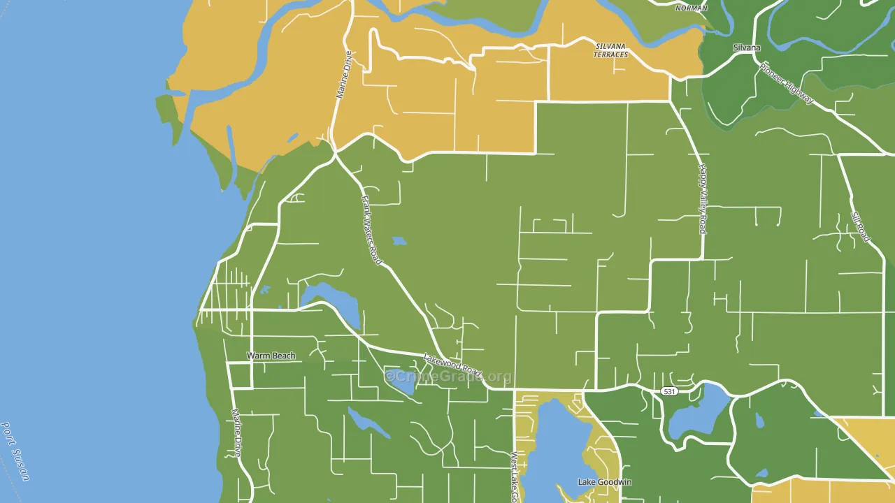 Warm Beach, WA Map of Arson Rates