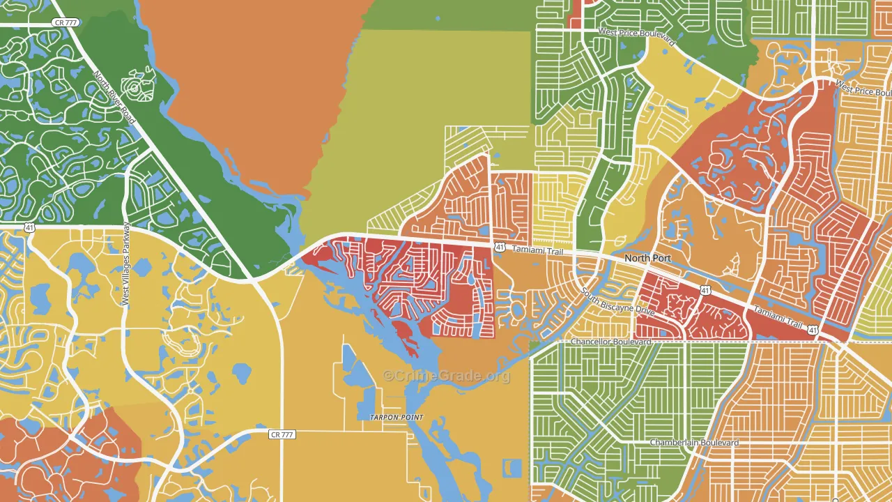 Warm Mineral Springs, FL Map of Arson Rates