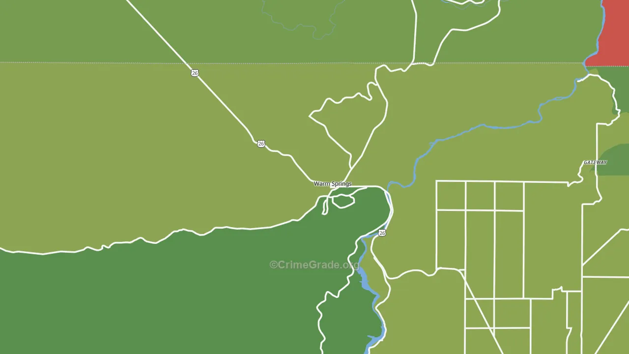 Warm Springs, OR Map of Arson Rates