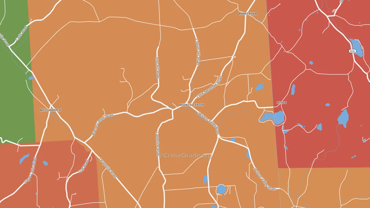 Warren Center, PA Map of Arson Rates