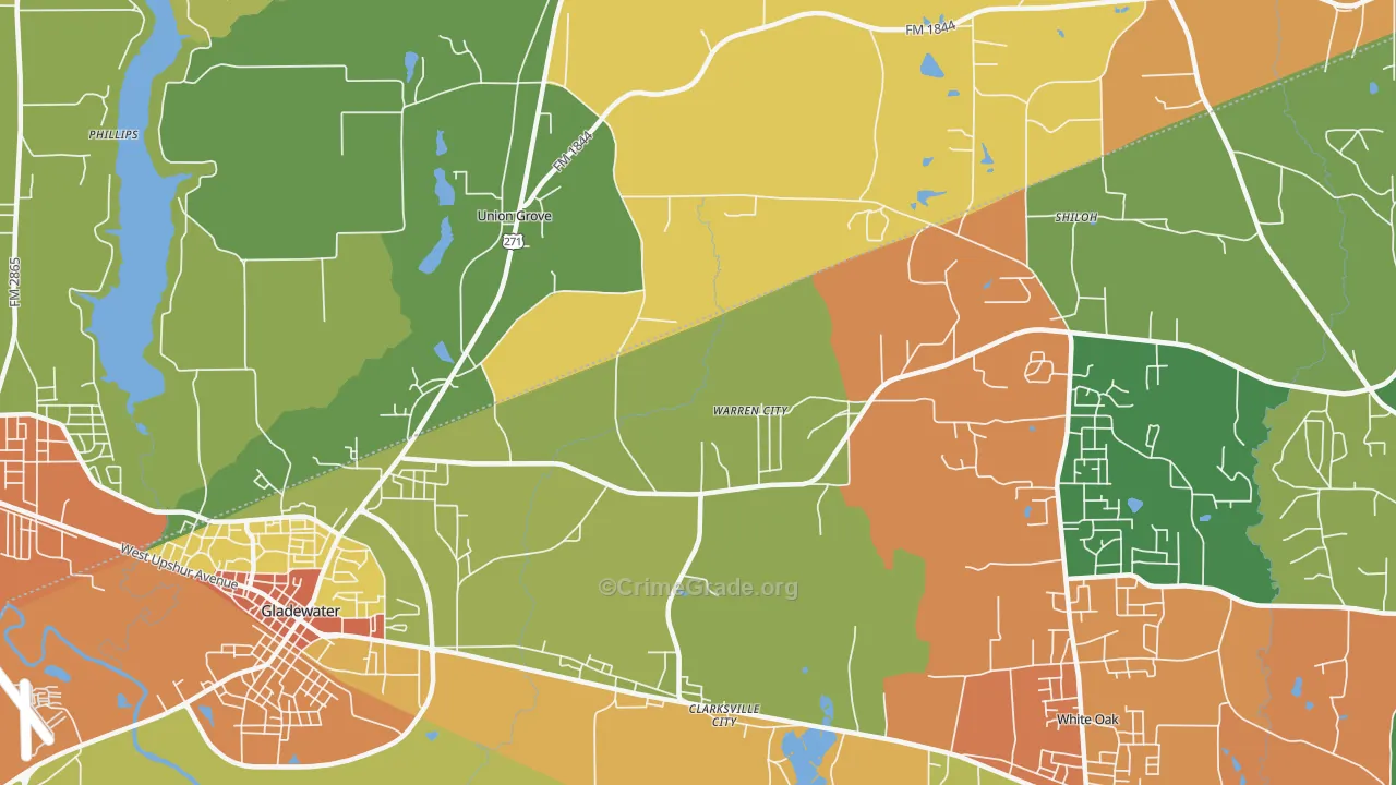 Warren City, TX Map of Arson Rates