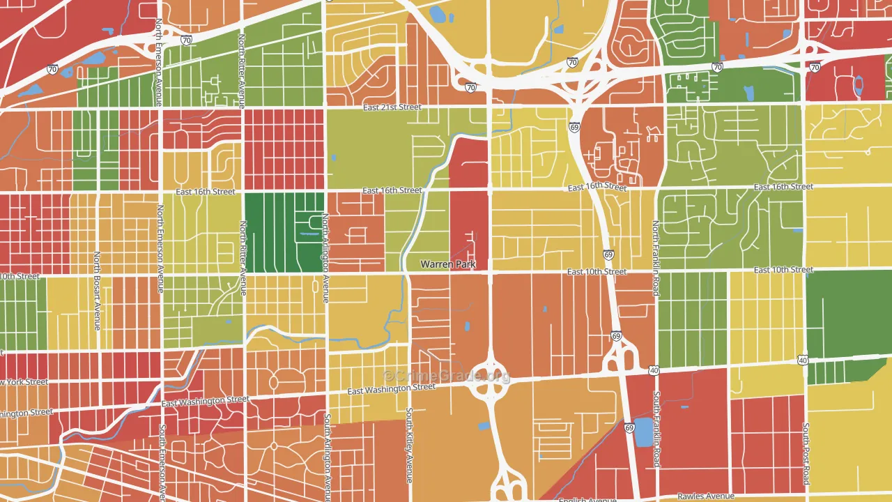 Warren Park, IN Map of Arson Rates