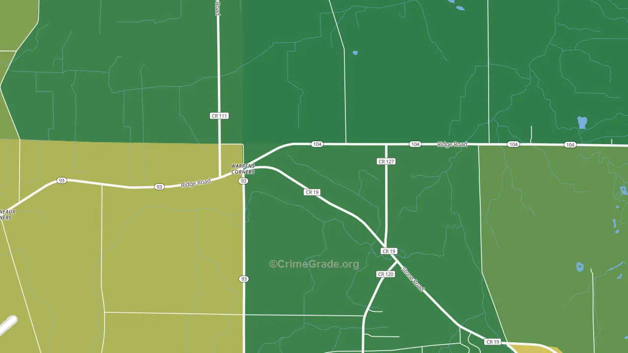 Warrens Corners, NY Map of Arson Rates