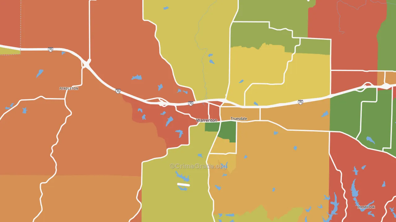 Warrenton, MO Map of Arson Rates