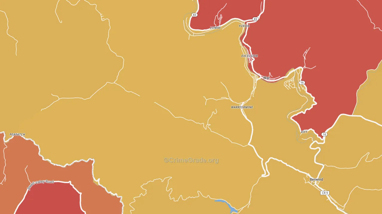 Warriormine, WV Map of Arson Rates