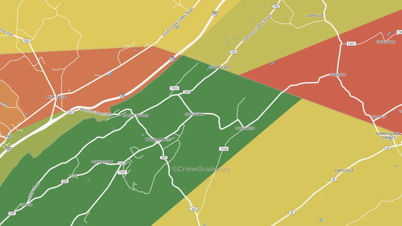 Warriors Mark, PA Map of Arson Rates