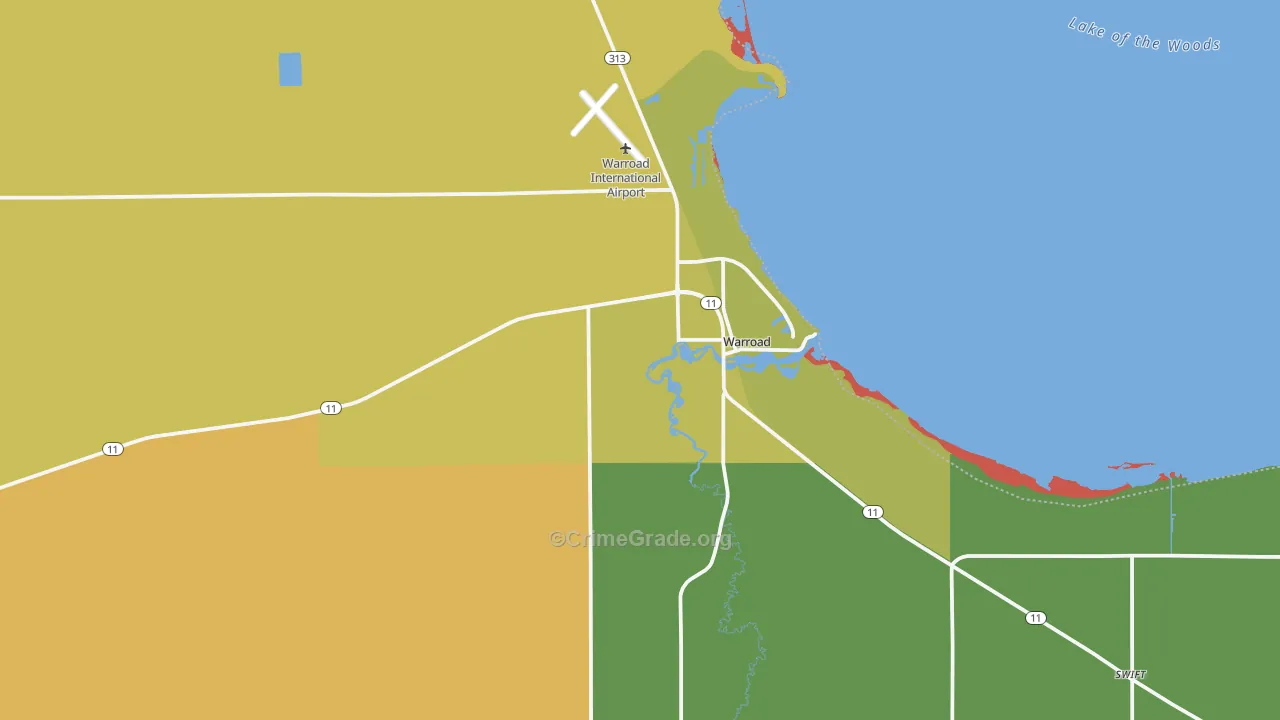 Warroad, MN Map of Arson Rates