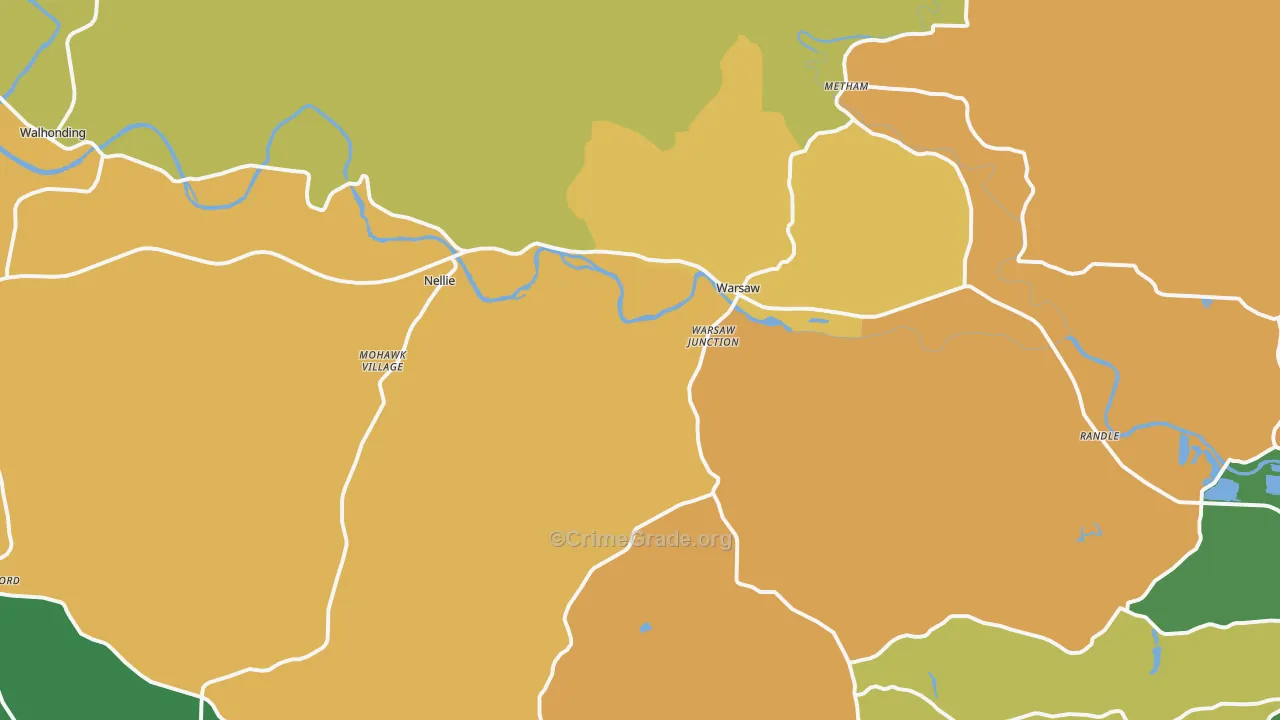 Warsaw, OH Map of Arson Rates