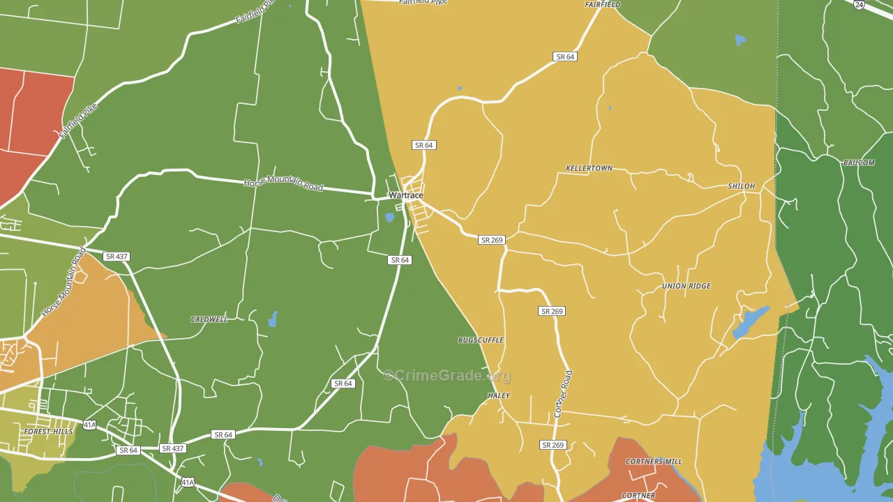 Wartrace, TN Map of Arson Rates