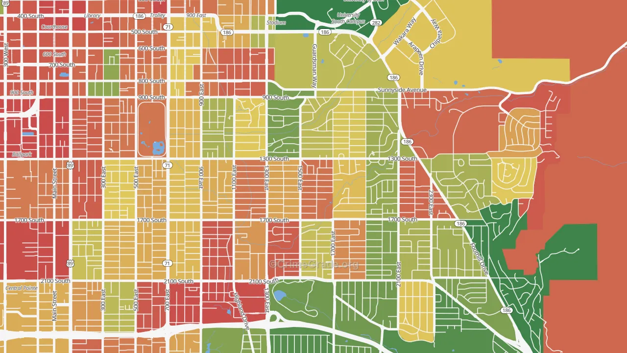 Wasatch Hollow, Salt Lake City, UT Map of Arson Rates