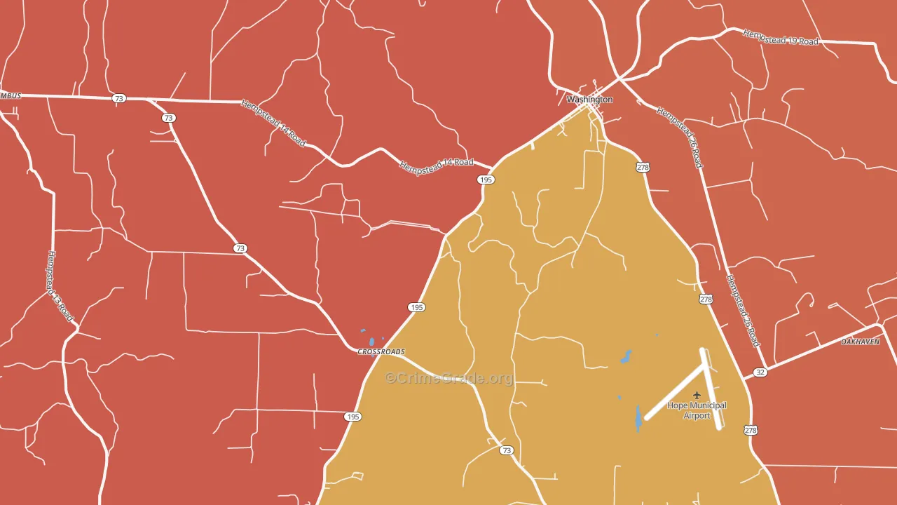 Washington, AR Map of Arson Rates