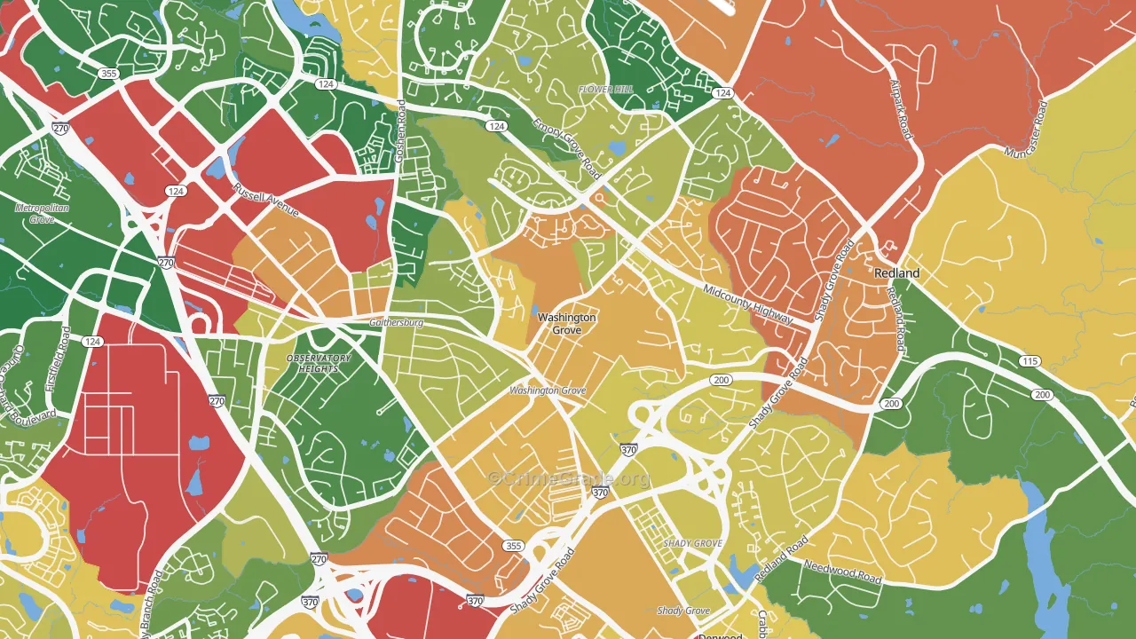 Washington Grove, MD Map of Arson Rates