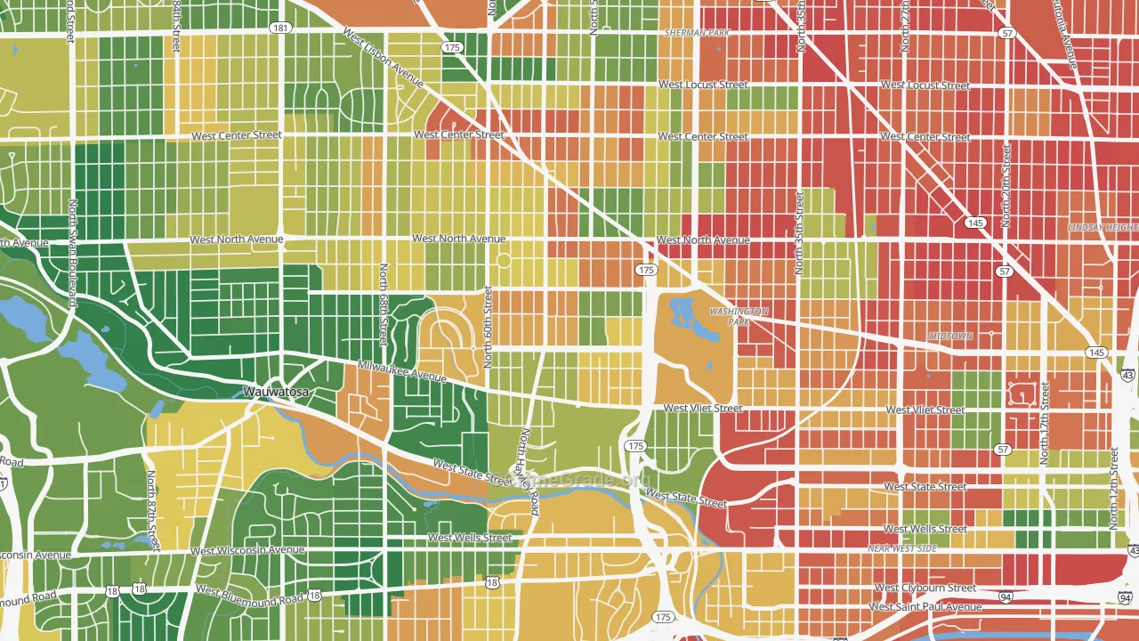 Washington Heights, Milwaukee, WI Map of Arson Rates