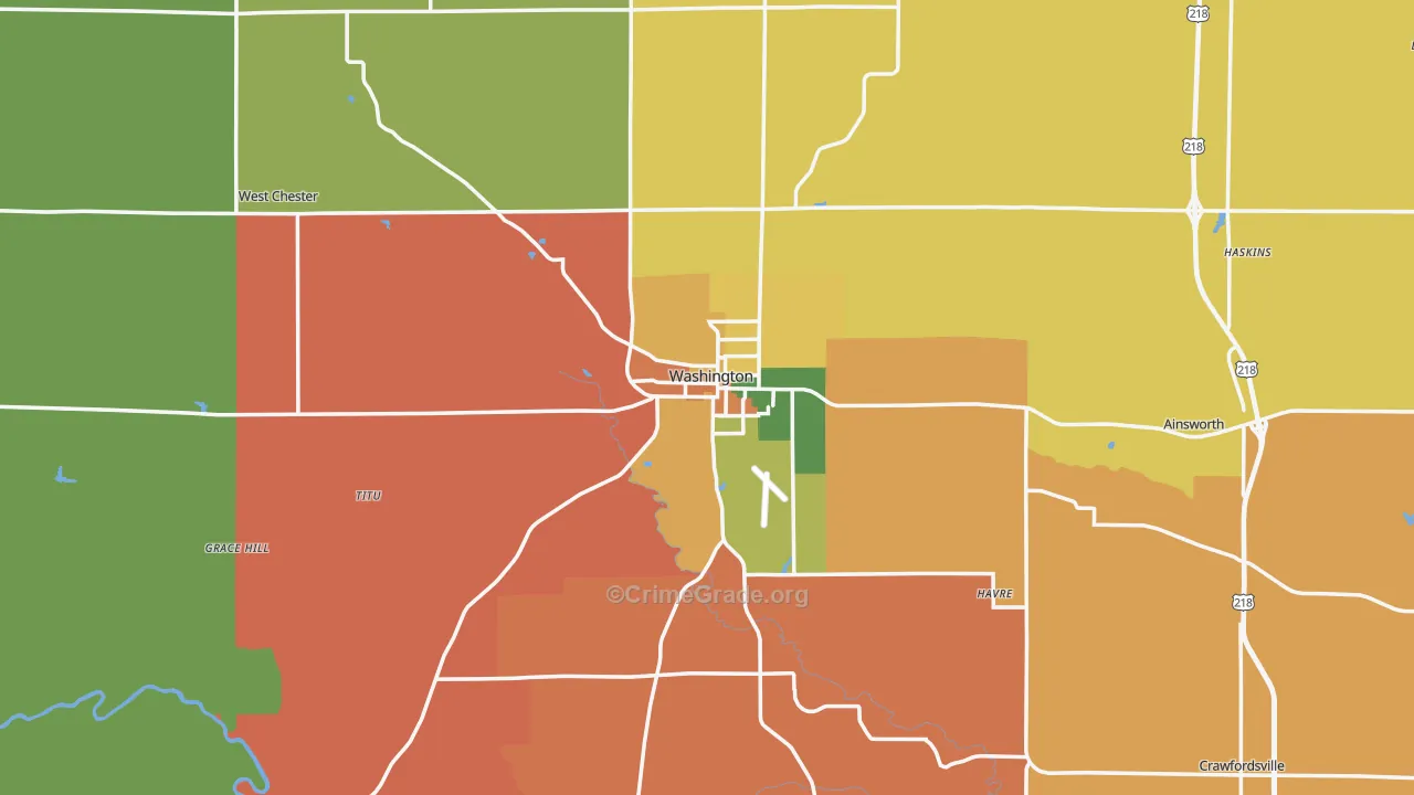 Washington, IA Map of Arson Rates
