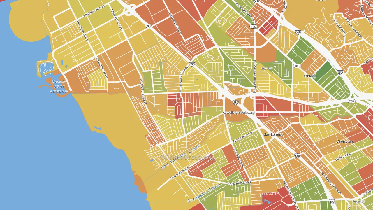 Washington Manor-Bonaire, San Leandro, CA Map of Arson Rates