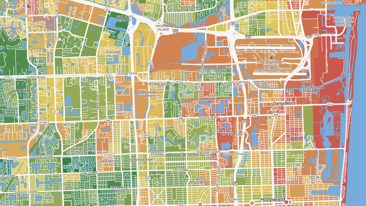 Washington Park, Hollywood, FL Map of Arson Rates