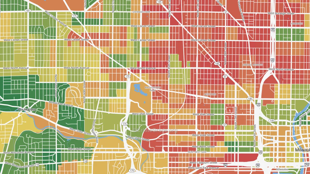 Washington Park, Milwaukee, WI Map of Arson Rates