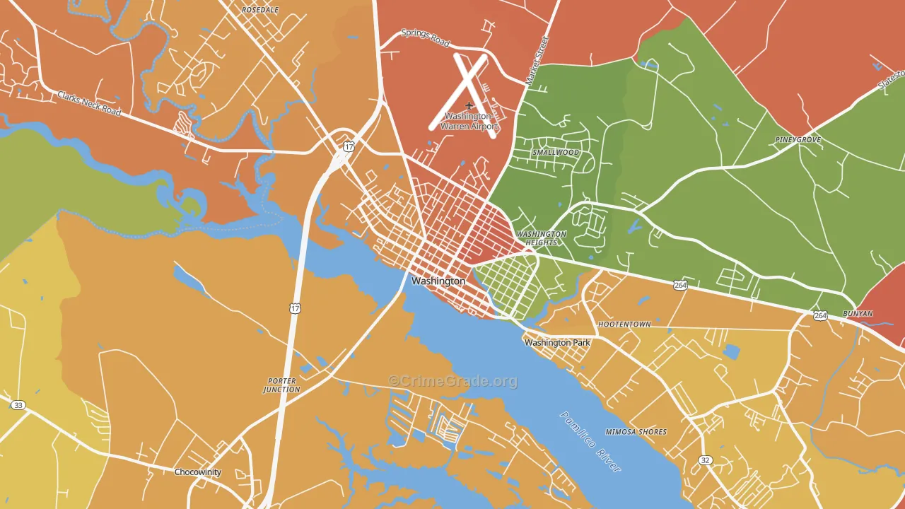 Washington Park, NC Map of Arson Rates
