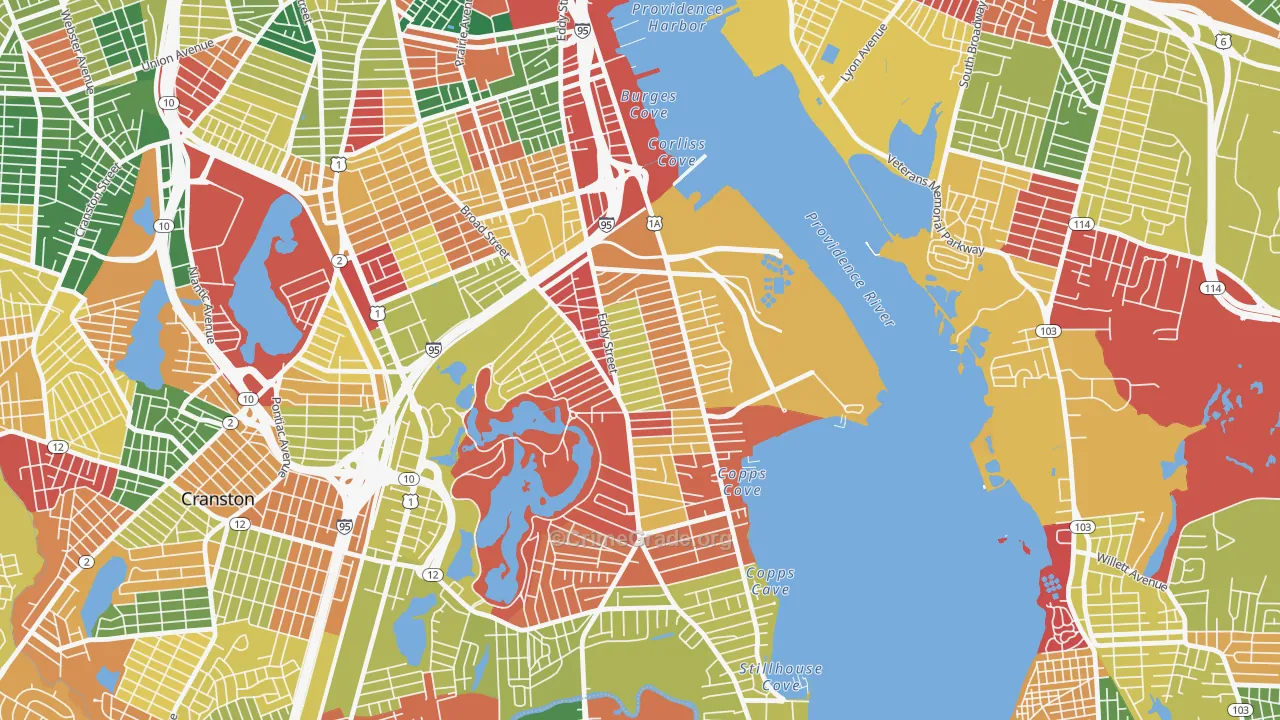 Washington Park, Providence, RI Map of Arson Rates