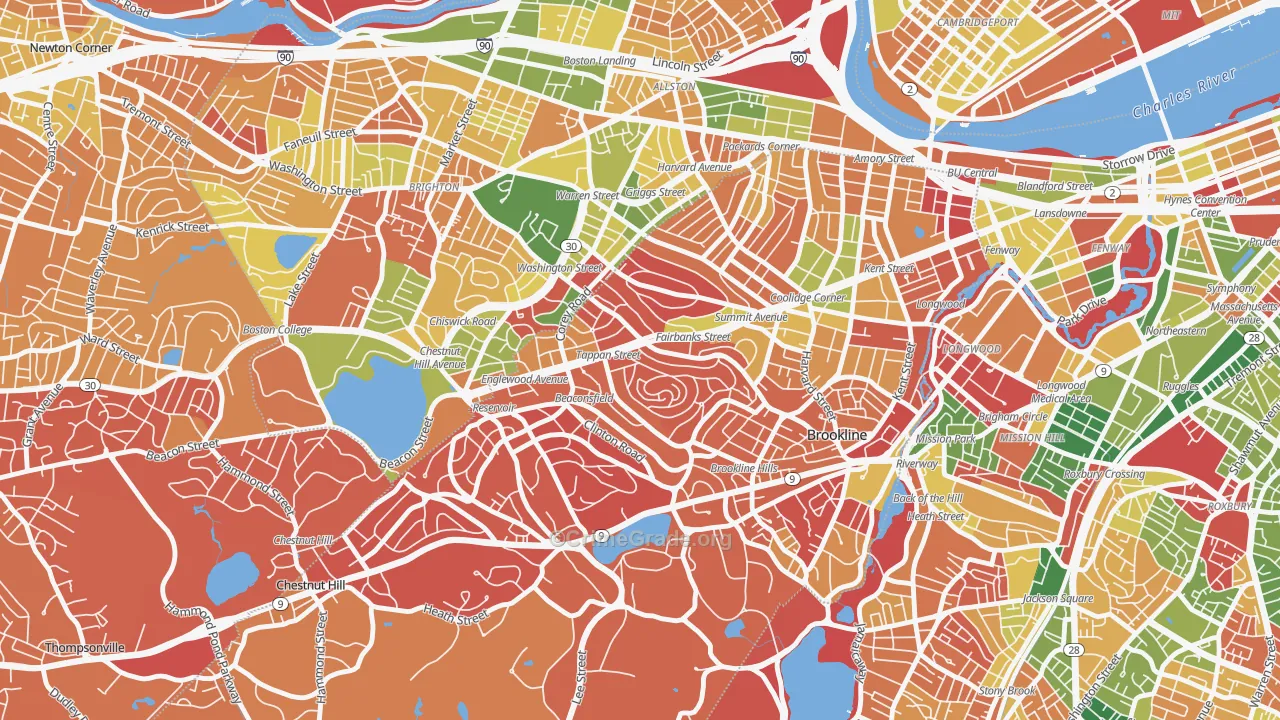 Washington Square, Brookline, MA Map of Arson Rates