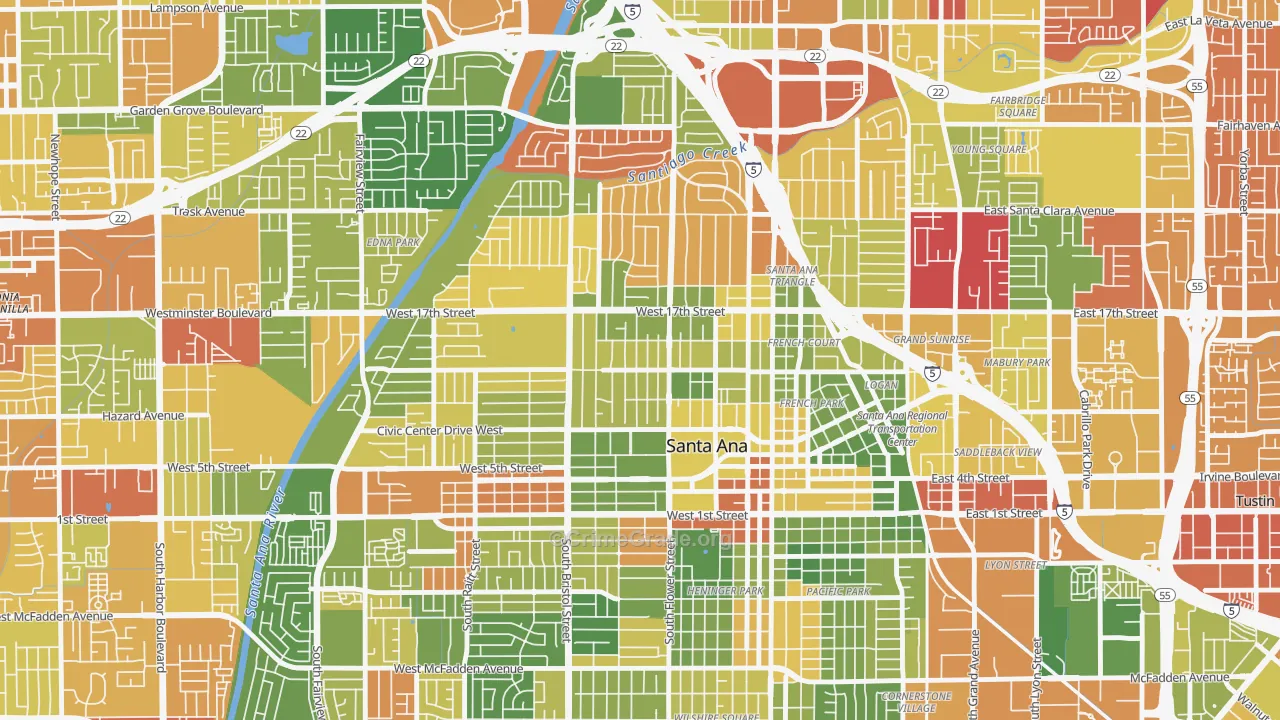 Washington Square, Santa Ana, CA Map of Arson Rates