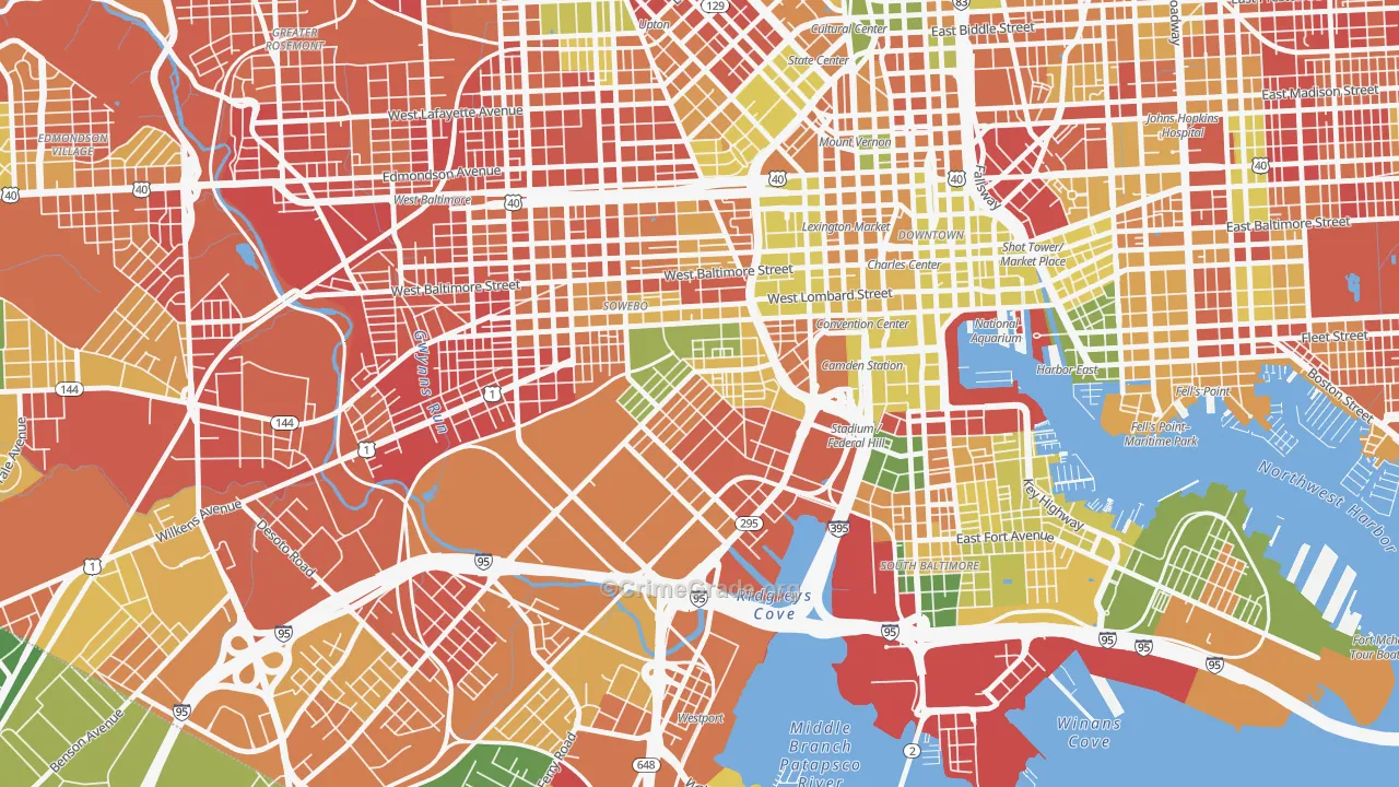 Washington Village, Baltimore, MD Map of Arson Rates