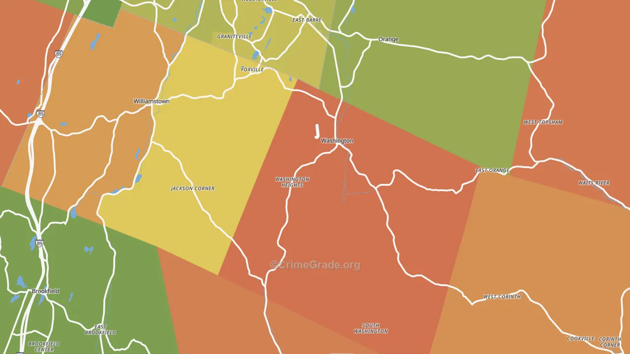 Washington, VT Map of Arson Rates