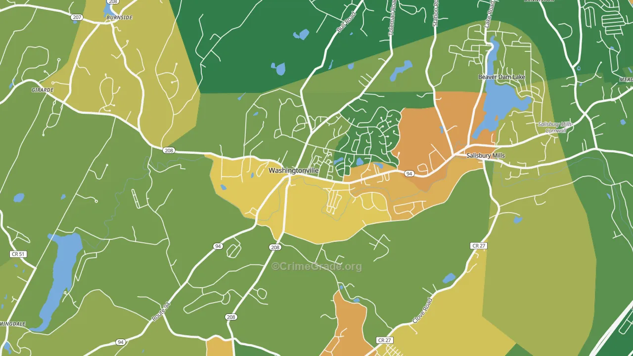 Washingtonville, NY Map of Arson Rates
