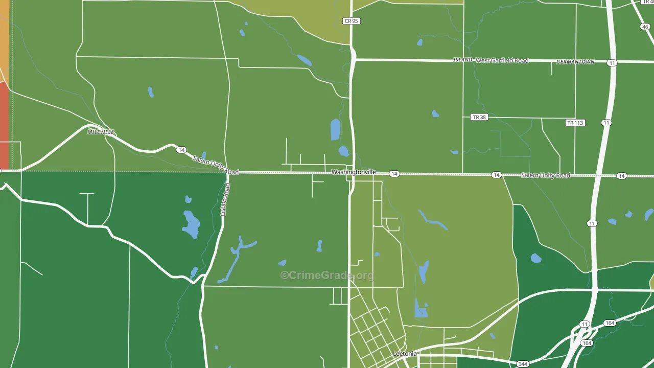 Washingtonville, OH Map of Arson Rates