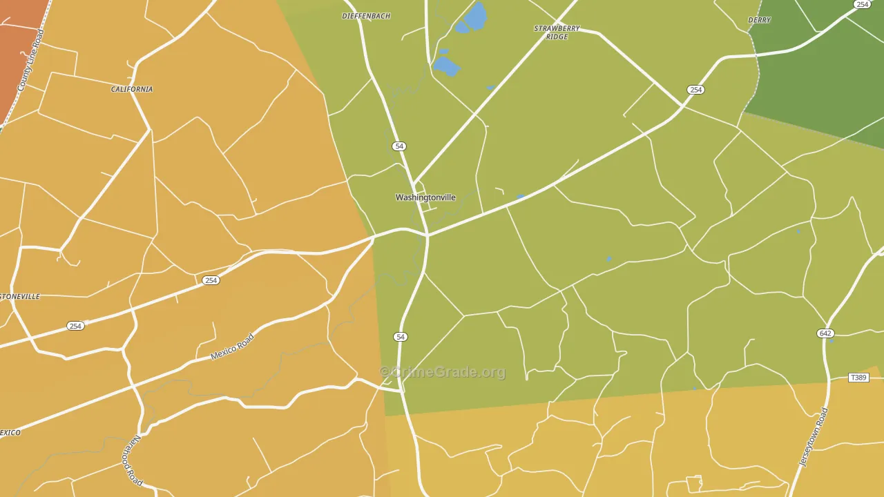 Washingtonville, PA Map of Arson Rates
