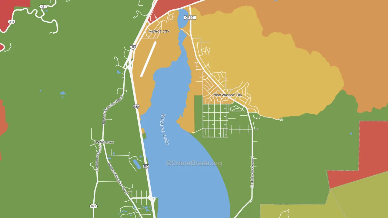 Washoe Valley, NV Map of Arson Rates