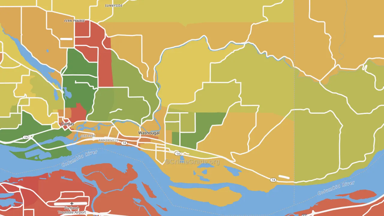 Washougal, WA Map of Arson Rates