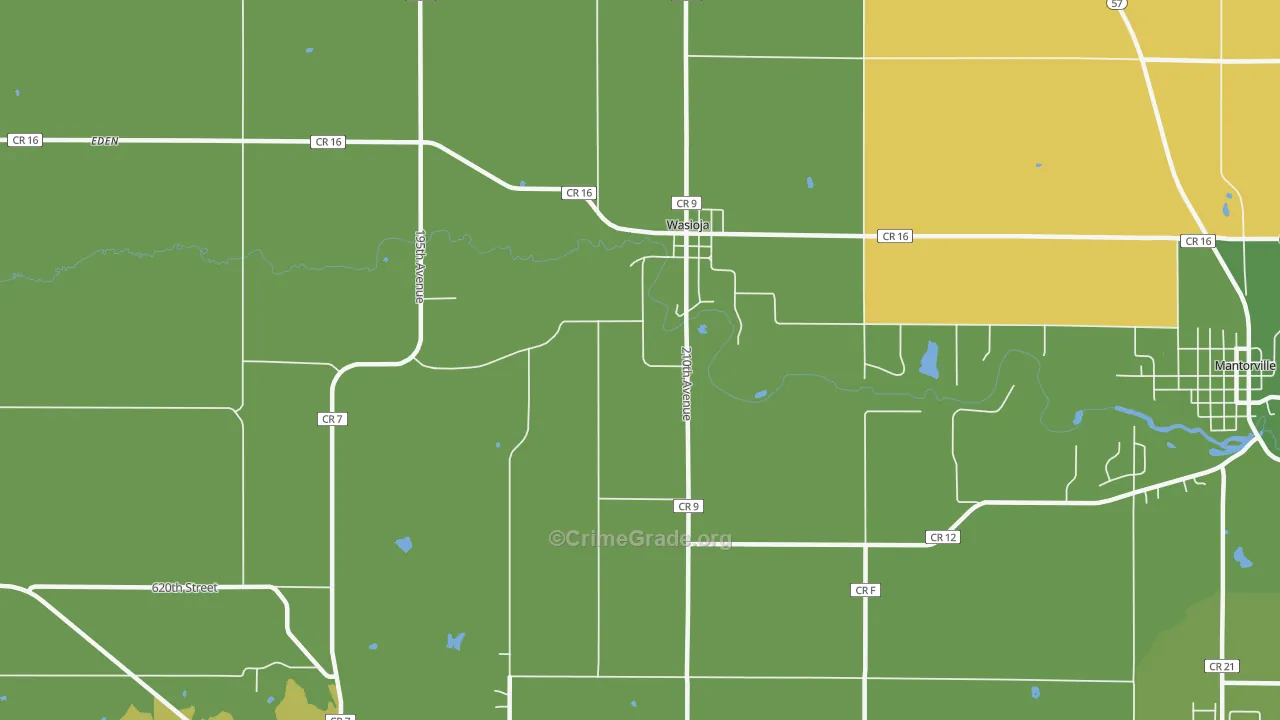 Wasioja, MN Map of Arson Rates