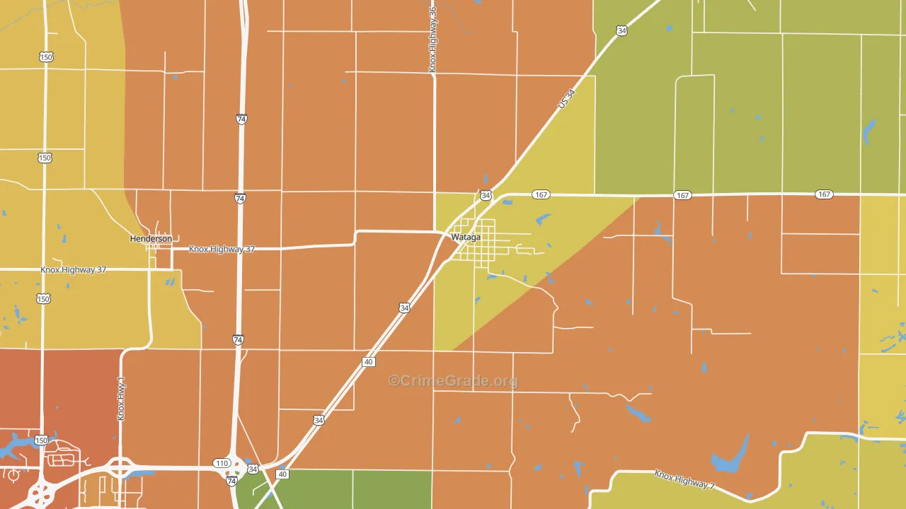 Wataga, IL Map of Arson Rates