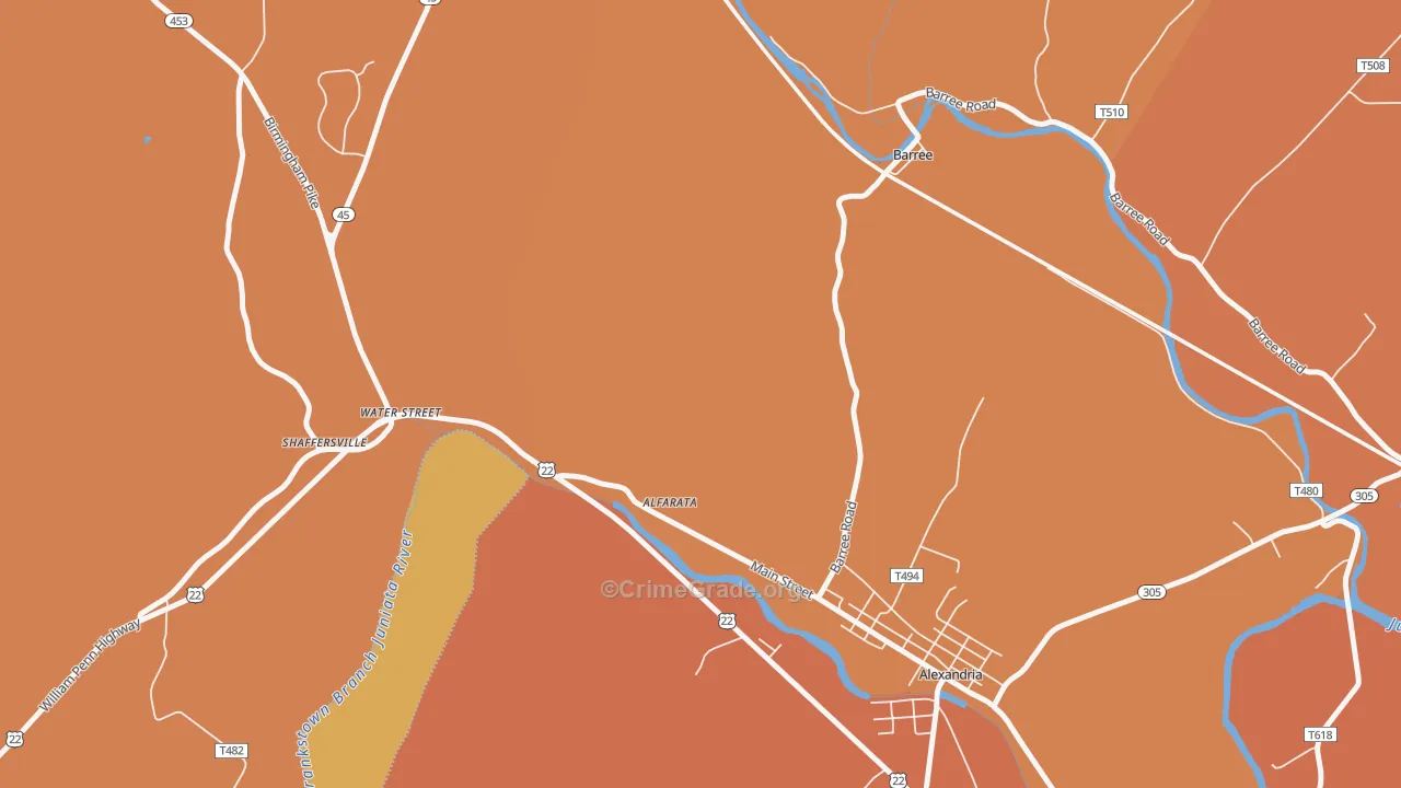 Water Street, PA Map of Arson Rates