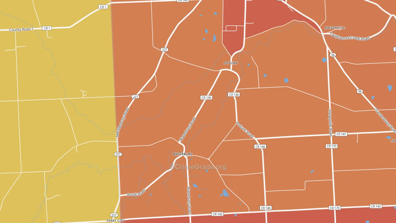 Waterburg, NY Map of Arson Rates