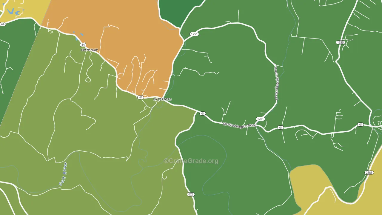 Waterford, KY Map of Arson Rates