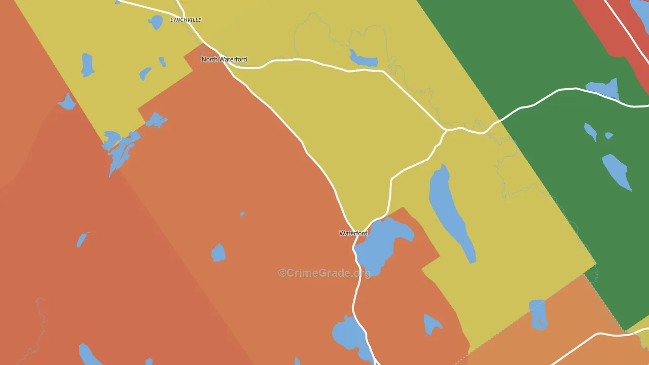 Waterford, ME Map of Arson Rates