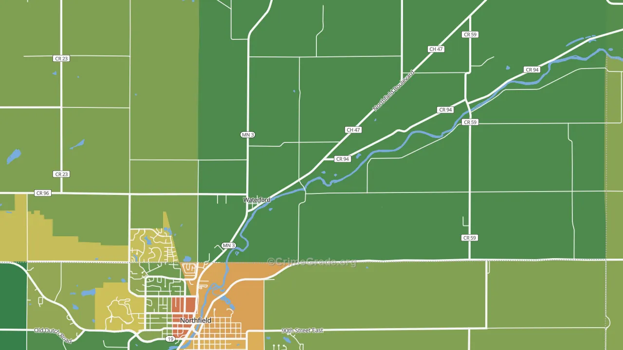 Waterford, MN Map of Arson Rates