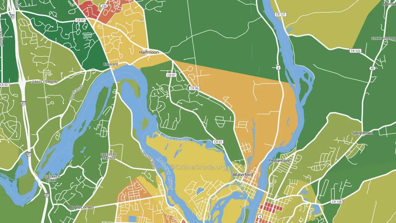 Waterford, NY Map of Arson Rates