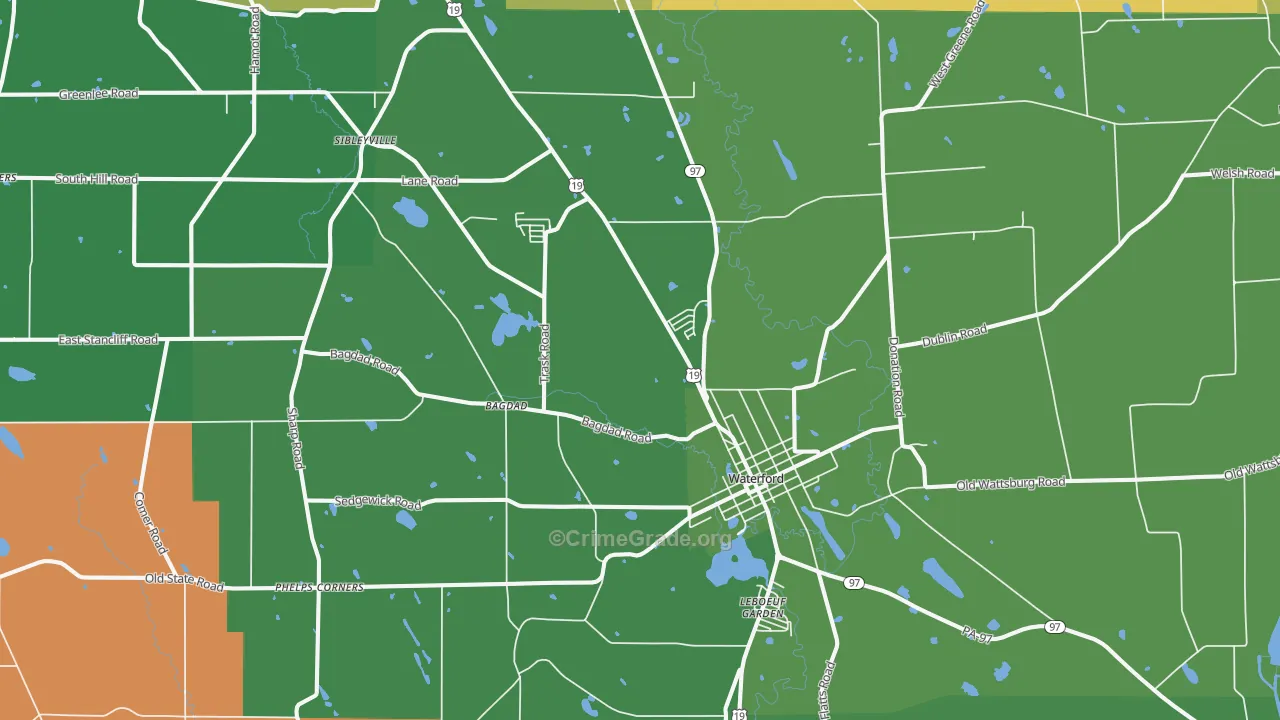 Waterford, PA Map of Arson Rates