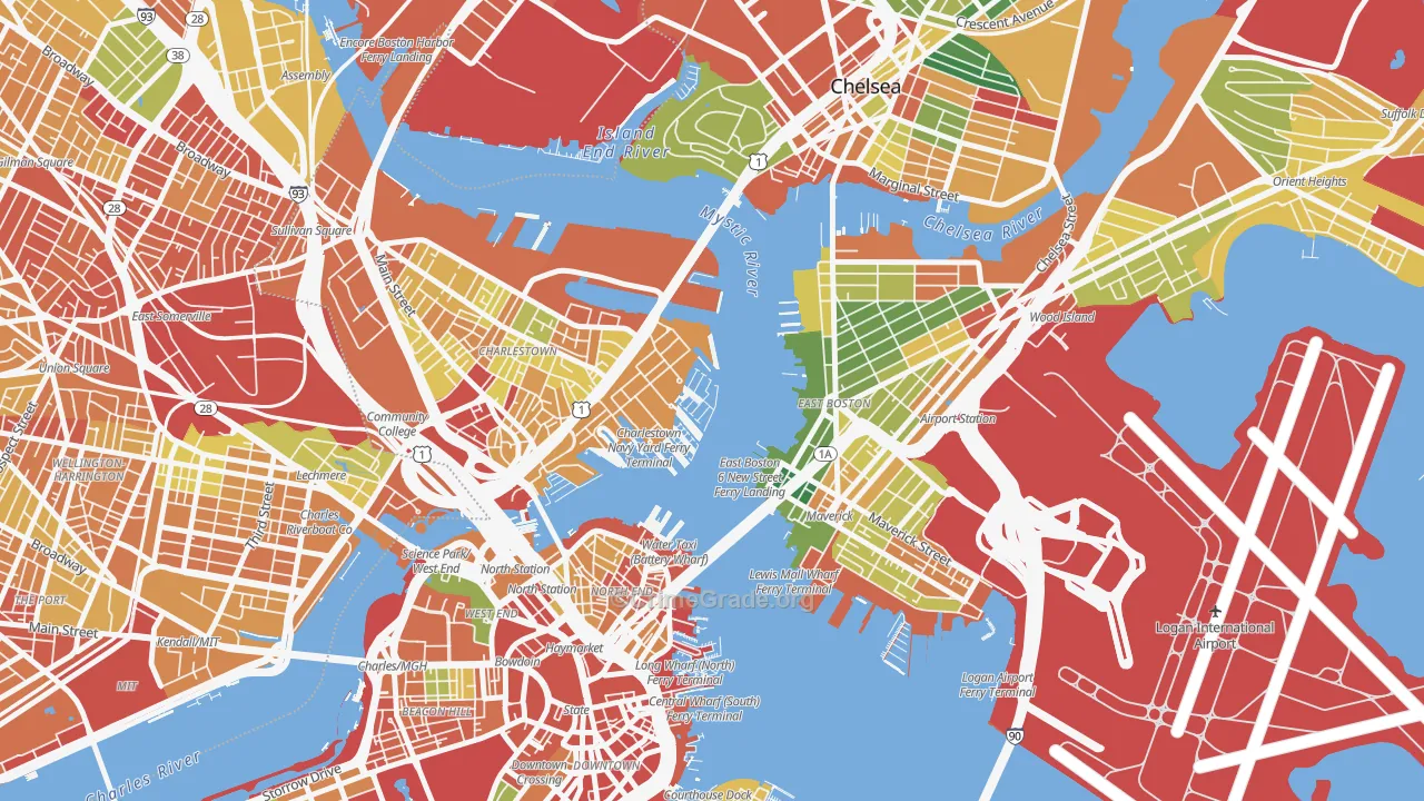 Waterfront, Boston, MA Map of Arson Rates