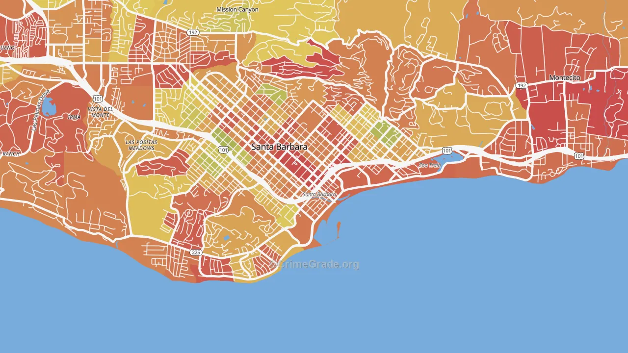 Waterfront, Santa Barbara, CA Map of Arson Rates