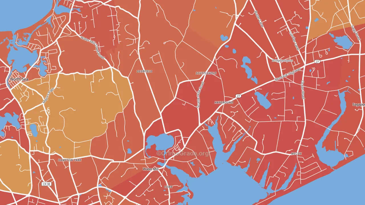 Watermill, NY Map of Arson Rates